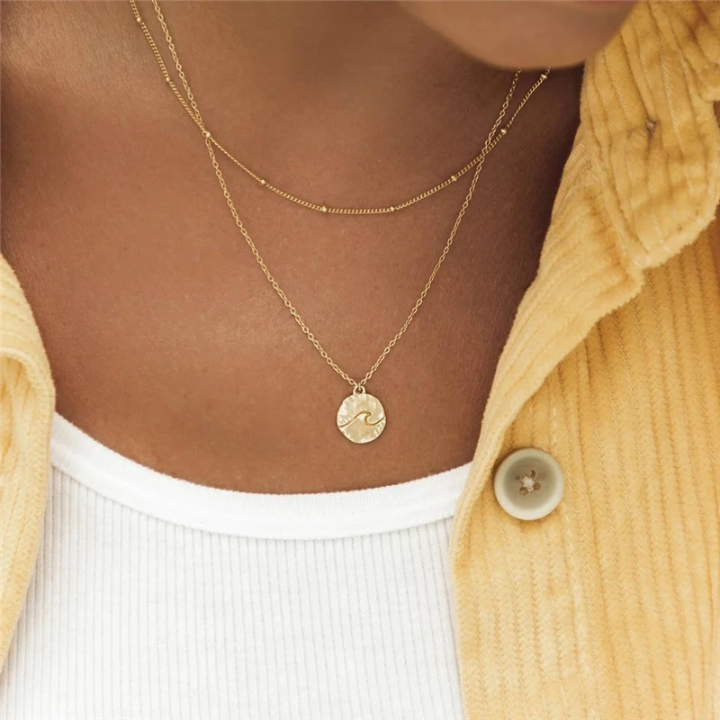 Luxury Round Pendant Necklaces For Women Collier Femme 925 Sterling Silver Multilayer Cavicle Double Chain Necklace Fine Jewelry