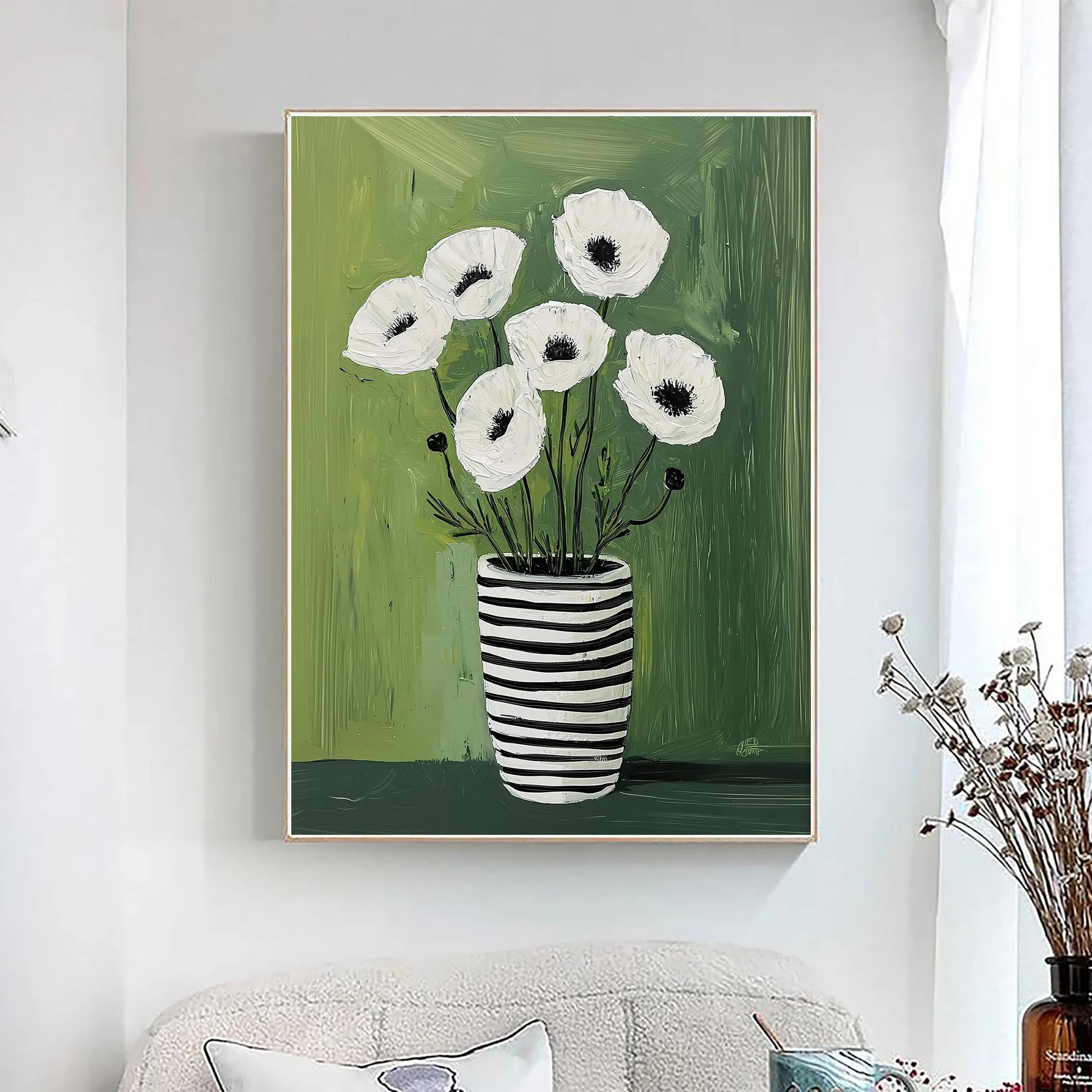 

Abstract floral print, green;modern plant vase;minimalist home decor;gift for flower lovers;suitable for bedroom and living room