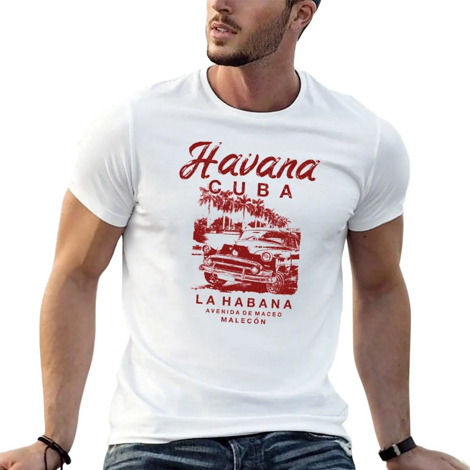 

Cuba Havana Cuban La Habana Vintage Car T-Shirt t shirt men 100% cotton luxury brand t shirts designer T-Shirt