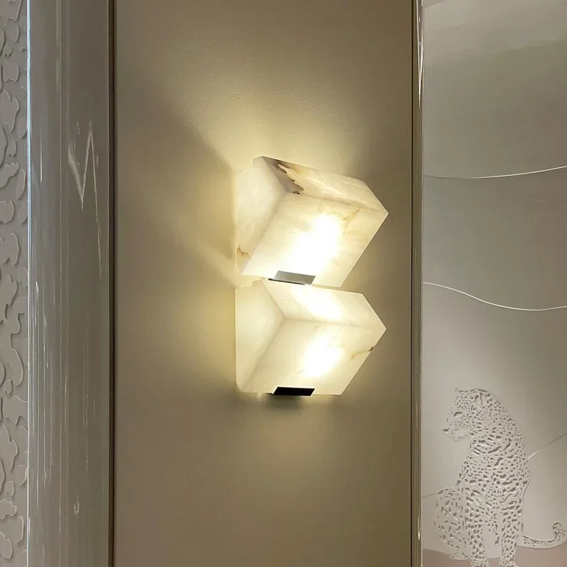 Modern Natural Marble Wall Light Creative Bedroom Bedside Hotel Corridor Corridor Simple Living Room Background LED Wall Light