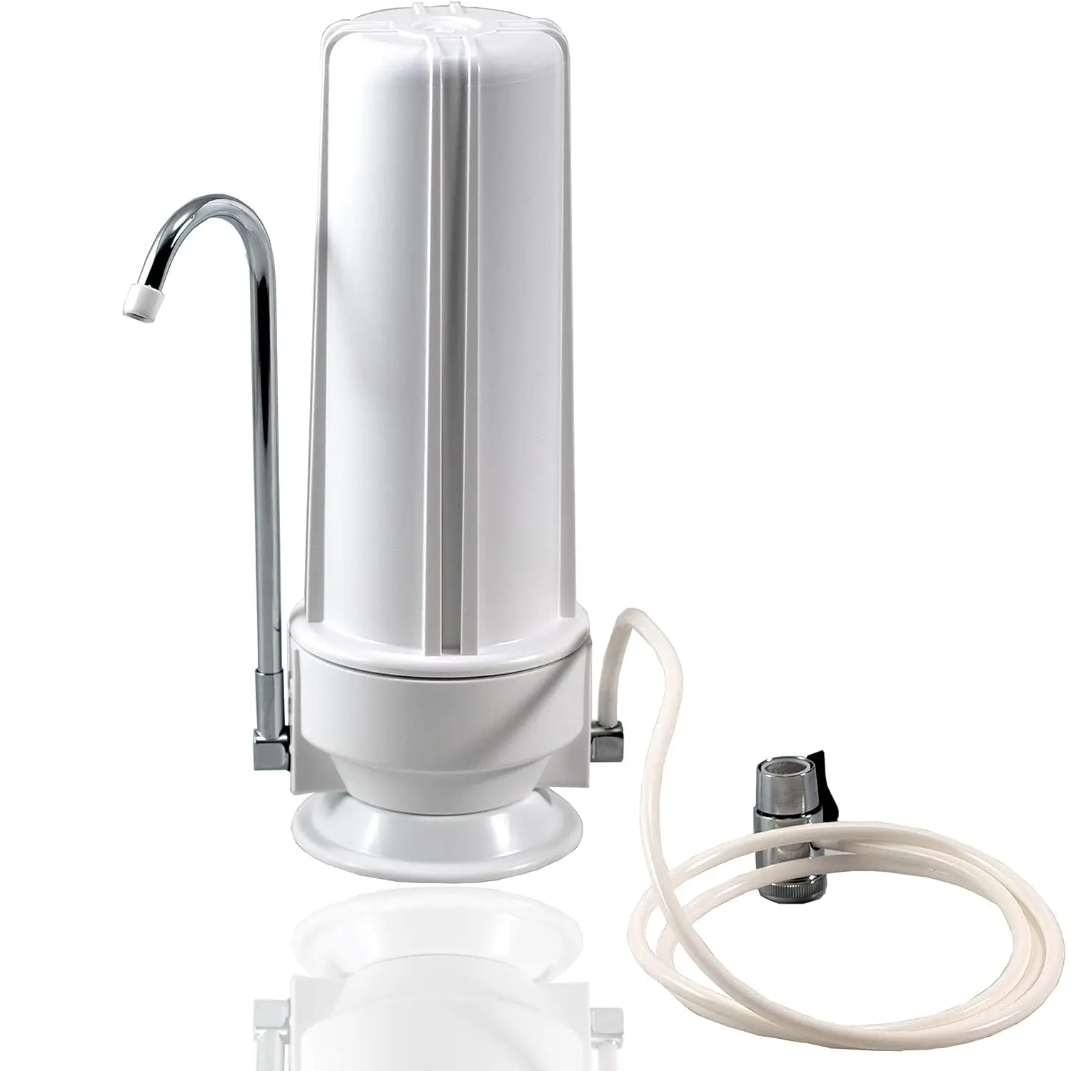 

Countertop Water Filter System with Chrome Faucet - 1 Stage Purifier for Kitchen Sink, 120-Day Trial