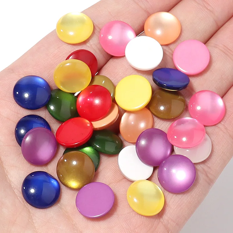 50pcs Mixed Color Resin Cabochons Imitation Cat Eye Round Flatback Gemstone Cabochon DIY Ring Setting Earrings Jewelry Making view 3