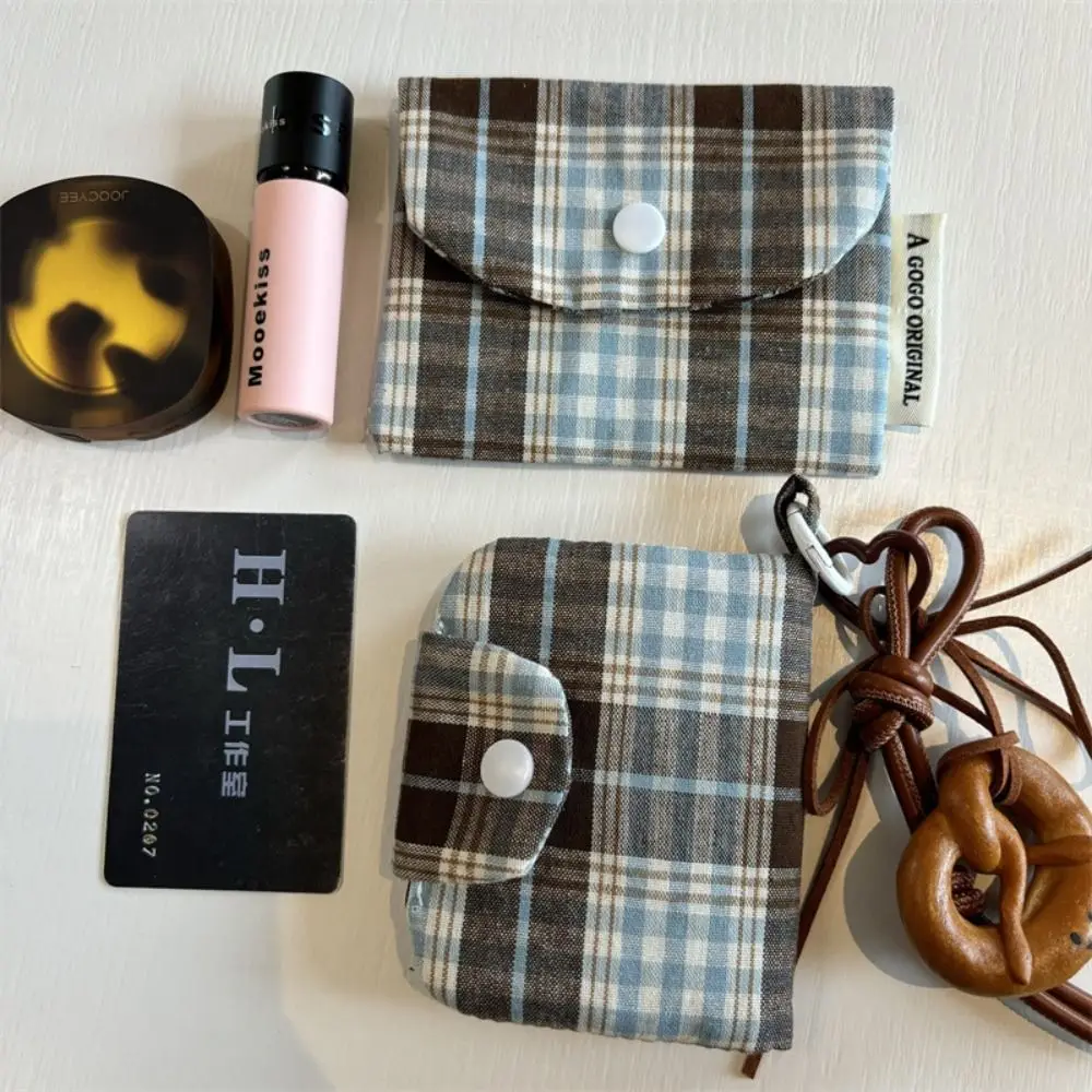 Canvas Retro Plaid Coin Purse Korean Style Portable Mini Cash Wallet Multifunctional Coin Purse Cloth Envelope Wallets Outdoor