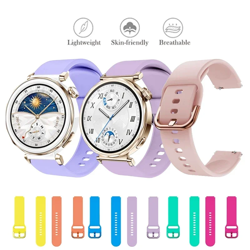 

18mm Silicone Band for Huawei Watch GT5 GT4 41mm Original Rubber Band for Huawei GT5 41mm GT5 Pro 42mm Colorful Buckle Strap