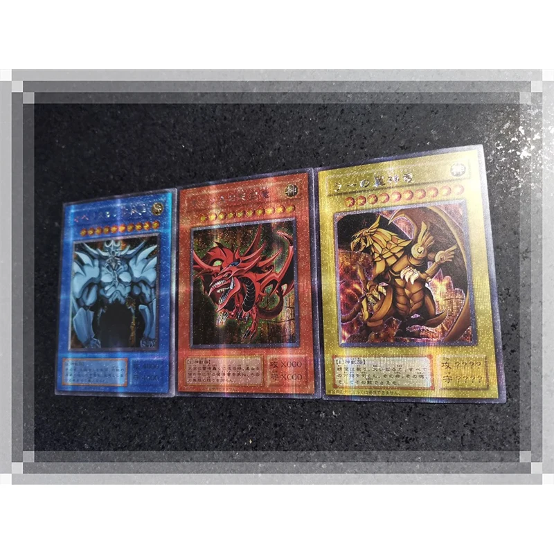 Diy 3Pcs/set Yu-Gi-Oh! Kids Toys Card of God Anime Characters Bronzing Collection Card Homemade Board Game Card Christmas Gift