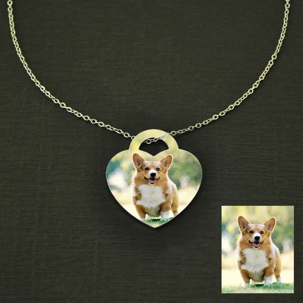 Custom Photo Necklace Personalized Pet Photo Necklace Customized Dog Portrait Keepsake Memorial Jewelry Pet Lover Gift for Her