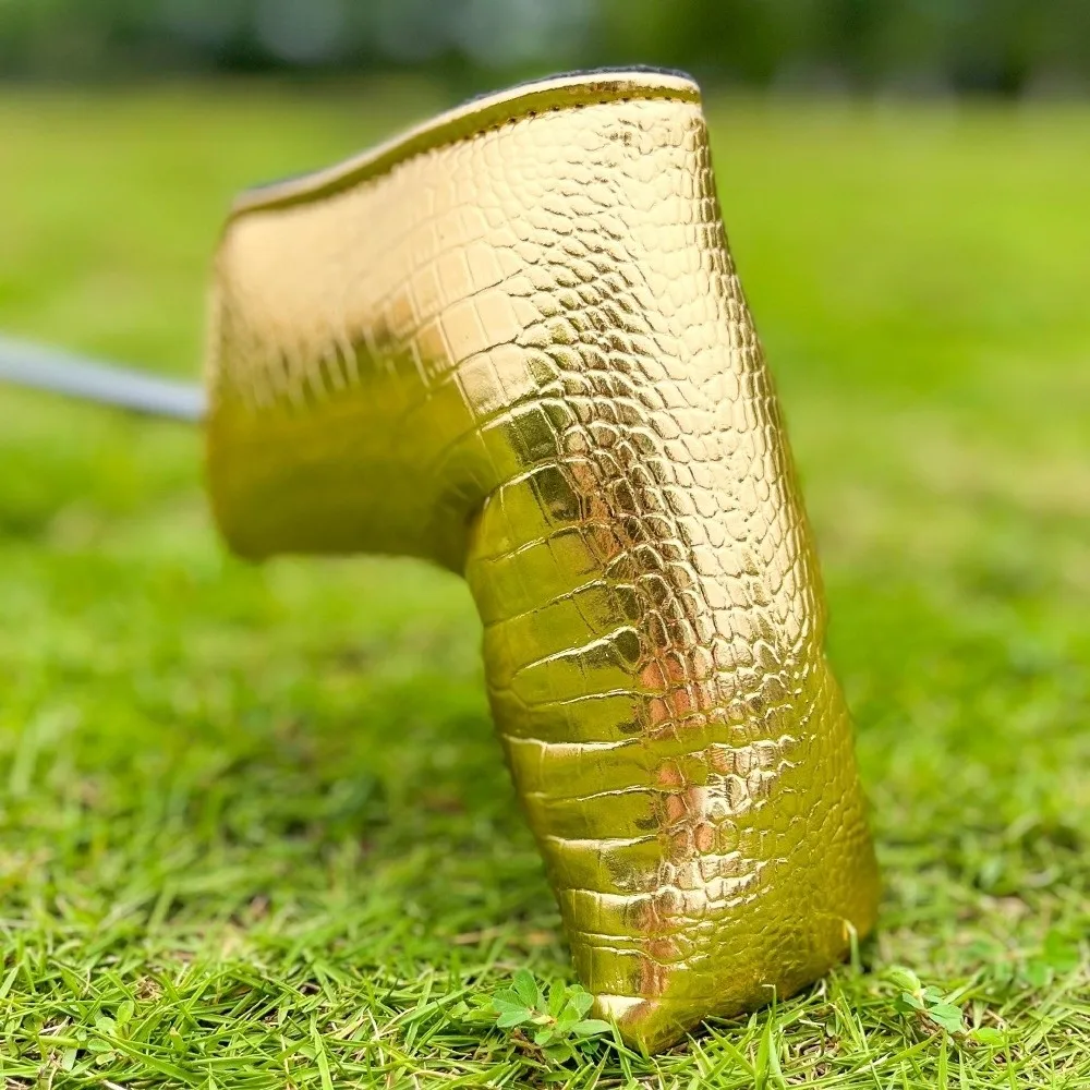 PU Leather Golf Putter Headcover Alligator Grain Pattern Thickened Padding Golf Club Cover Soft Lining Waterproof