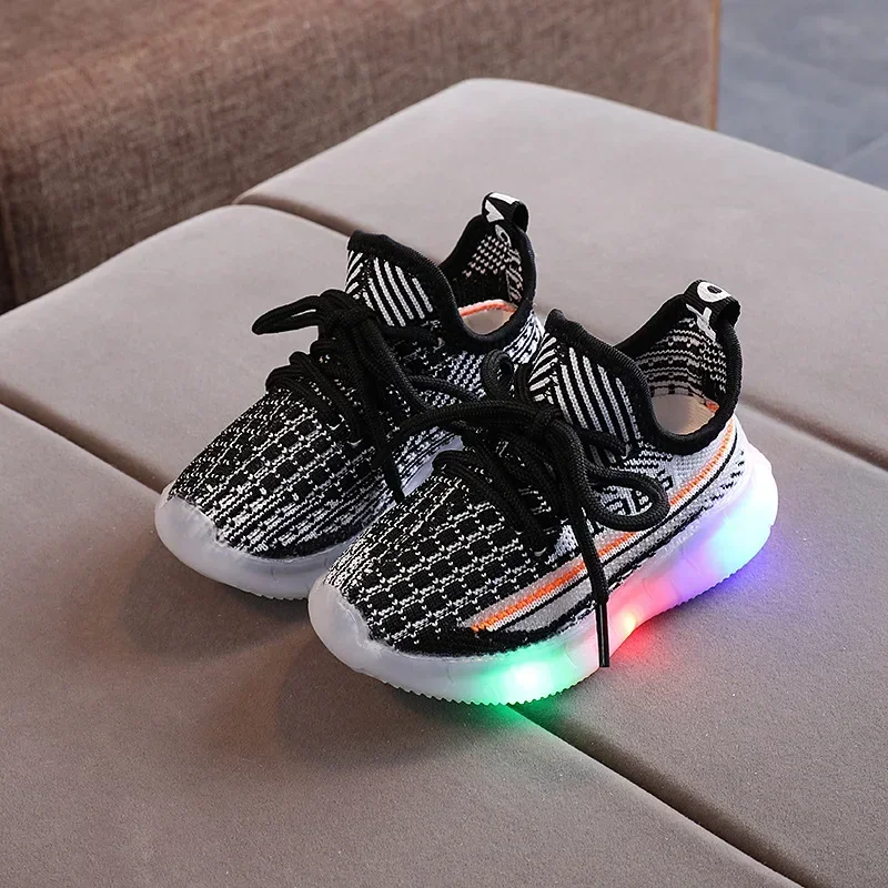 Children Led Shoes Boys Girls Lighted Sneakers Glowing Shoes for Kid Green Black Sneakers Boys Baby Sneakers with Luminous Sole