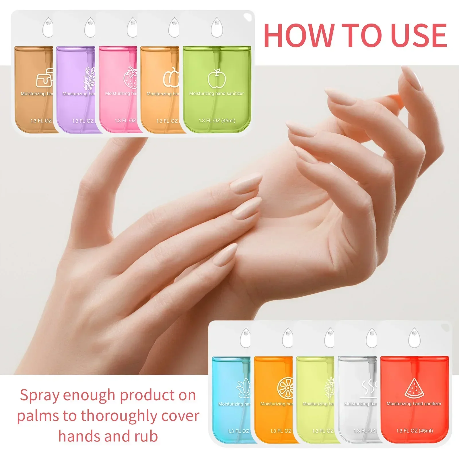 Moisturizing Hand Sanitizer Spray 45ml – Water-Free Gentle Cleanser, Enriched Moisturizers Soothe Dry Skin, Perfect Travel Size