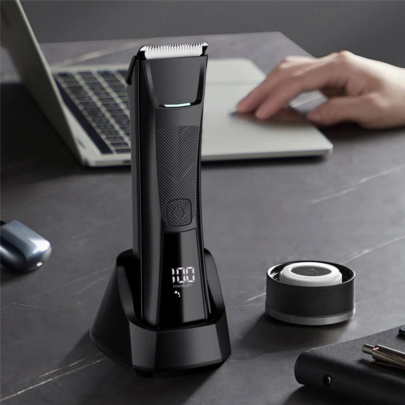 Pemangkas rambut tubuh elektrik untuk pria, pemangkas bulu selangkangan elektrik penghilang bulu kemaluan Epilator gunting perawatan dada tahan air, tahan lama