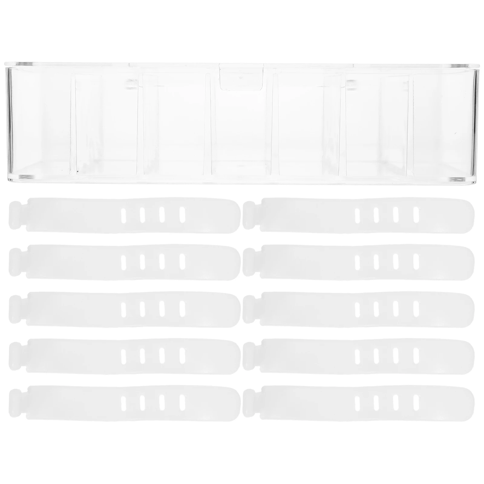 

Transparent 7 Compartment Cable Management Box Lid 10 Ties for Desk Accessories Electronics ganizer Storage Solution PP Material
