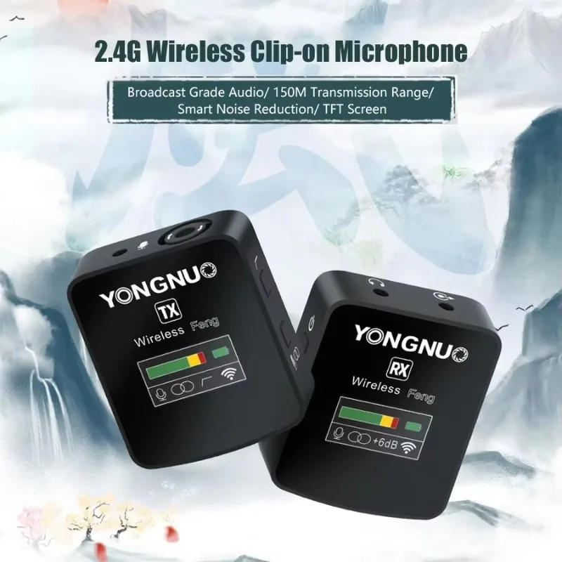 Feng 2,4G micrófono inalámbrico transmisor receptor micrófono Lavalier pantalla TFT enchufe de 3,5mm para cámara de teléfono inteligente portátil