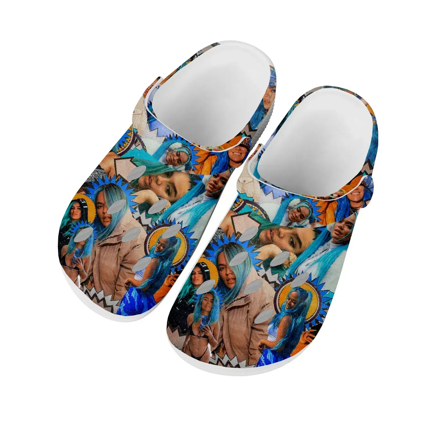 Karol G Singer Printed Home Clogs Custom Water Shoes Mens Womens Teenager Shoe Garden Clog Breathable Beach Hole Slippers White