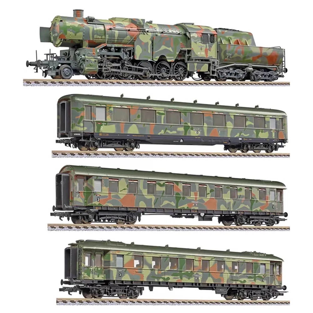 Train Model 1/87 HO Type Die-casting 130002 BR42 Steam Passenger Train Rail Car Three Sections DC DRG Second Generation