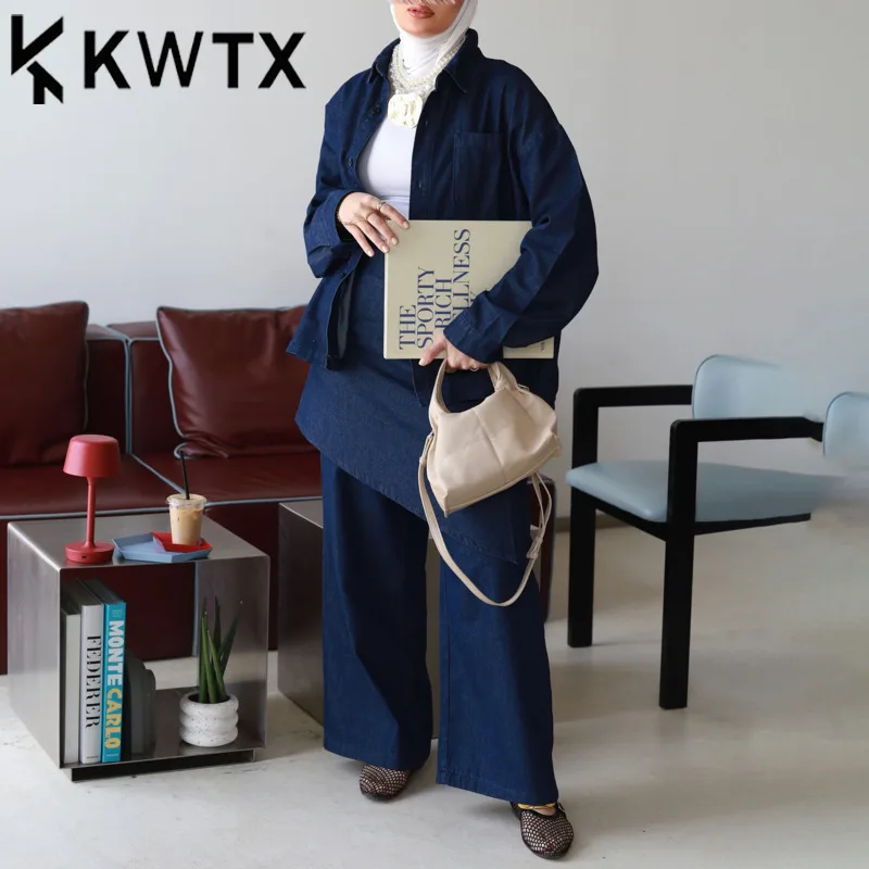 

KWTX Women’s Elegant Two-Piece Set Shirt & Wide Leg Pantsuit Luxury High-Quality Spring Summer 2025 Casual Chic Outfit