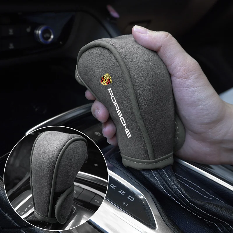 Suede Car Gear Shift Handle Cover Shifter Protect Case Auto Accessories For Porsche 911 718 Taycan Panamera Cayenne Macan Cayman