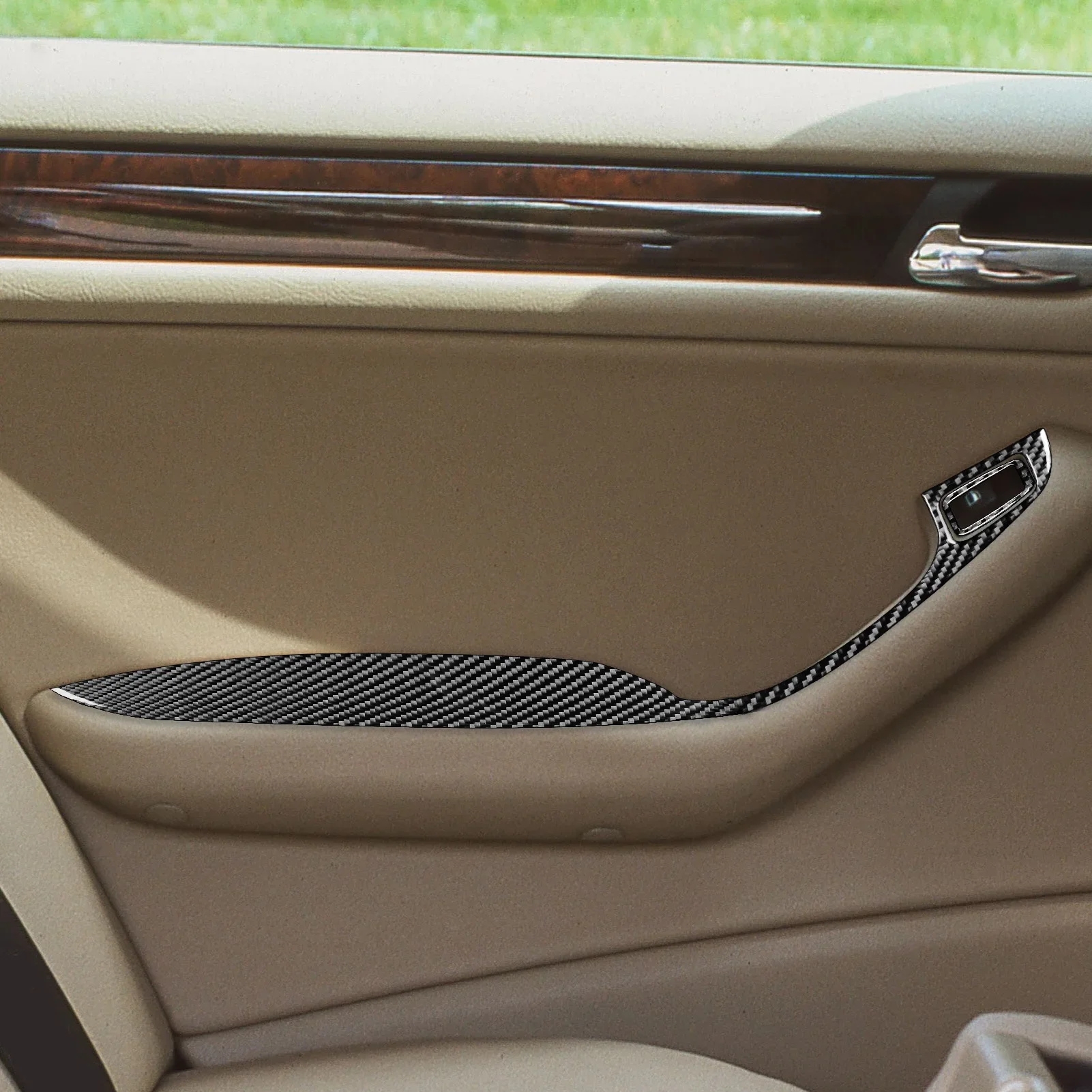 

Real Carbon Fiber Door Armrest Window Lift Panel For BMW 3 Series E46 M3 1998-2005 Trim Cover Car Interior Accessories Sticker