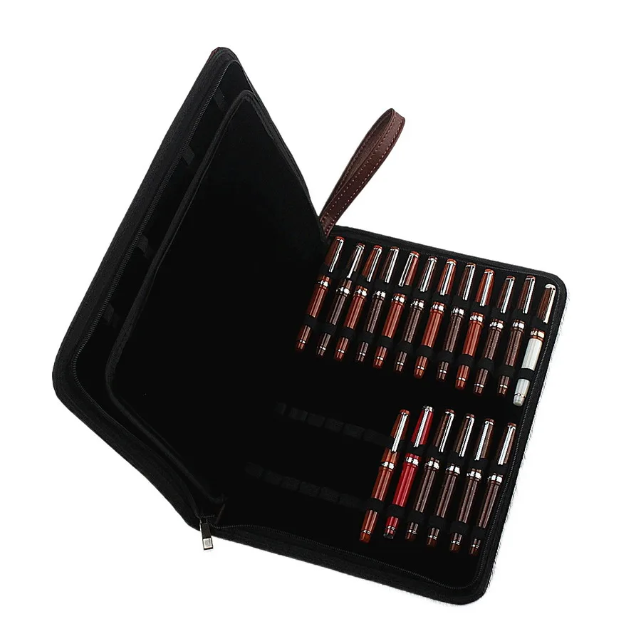 

PU Leather Pen Holder Case for 10 24 36 48 Pens Waterproof Storage Organizer