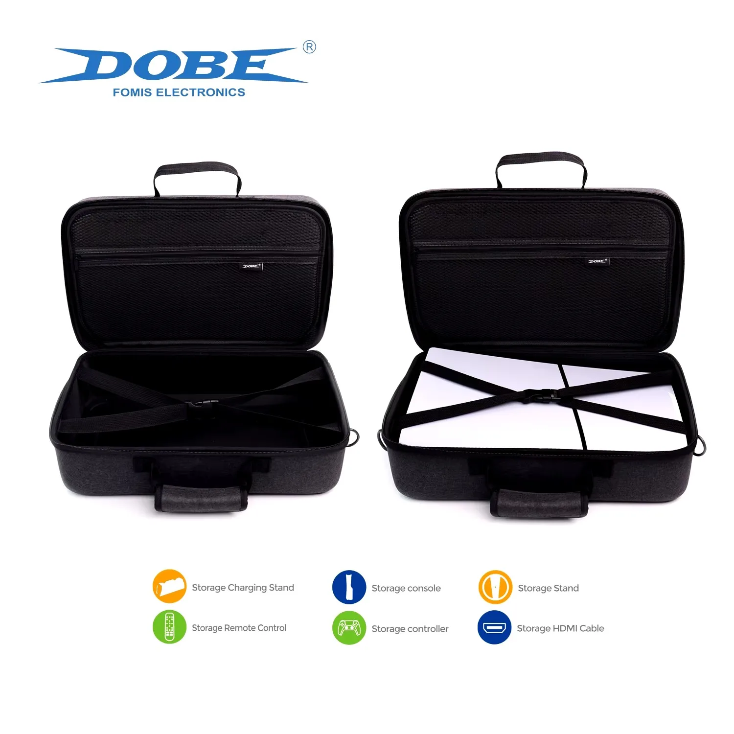 DOBE TP5-3590 Storage Bag Shockproof Handheld Case With Zipper EVA Material Multifunctional Protection Bag For PS5 Slim Gamepad