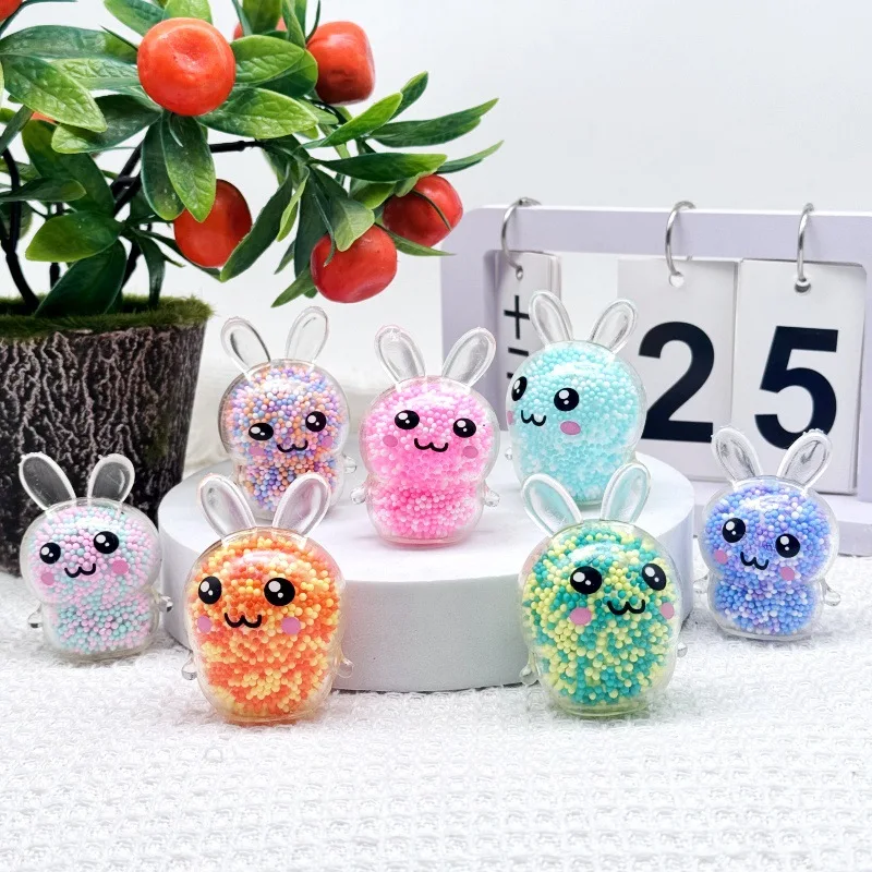 2Pcs Transparent Air Foam Rabbit Pinch Creative Cute Colourful Balls Rabbit Soft Squeeze Toy Kids Stress Relief Fidget Toy