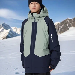 Veste de ski imperméable à capuche avec fermeture éclair pour homme et femme, vêtements de motoneige, sports de plein air, chaud, nouveau, 2025, 506