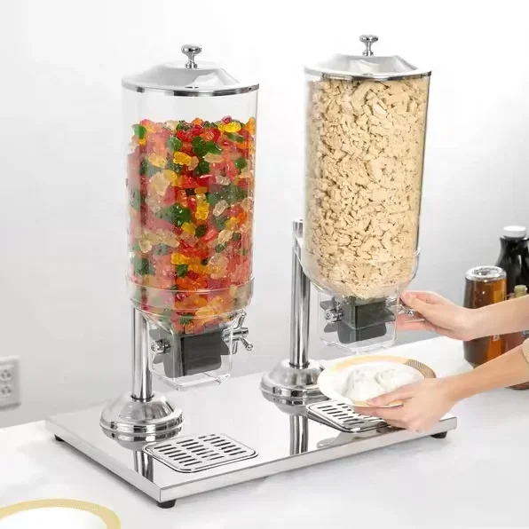 

Commercial 8 L SS201 Double Plastic PC Dry Food Grain Cereal Dispensers Container