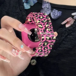 Y2k Cute Leopard Print Strap + Case For Apple Watch Band 49mm 40 44 45mm 41mm 38 42mm Elastic Nylon Band For iWatch Serie SE 7 8