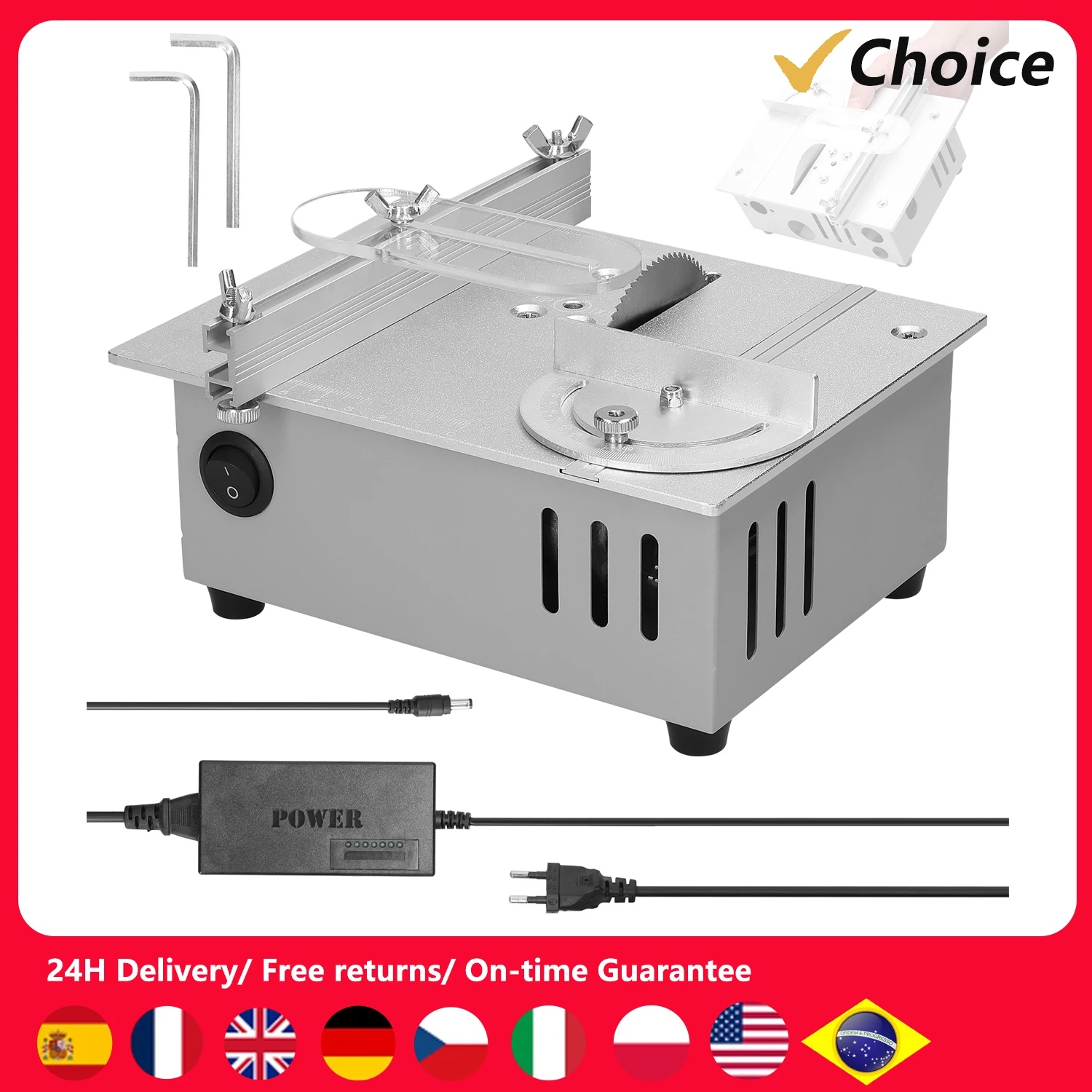 Multifunctional Tablesaw 96W Electric Desktop Saws Small Household DIY Sawblade Height Adjustable Cut Tool Woodworking Machine