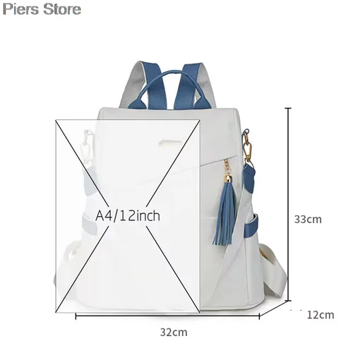 Imagen 2 del producto Nueva versión, mochila de cuero suave de gran capacidad para mujer, mochila de estudiante de cuero suave puro a la moda, bolso de hombro doble