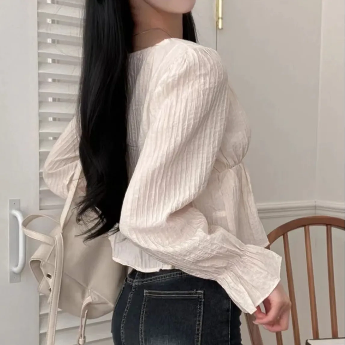 Sweet Girl ort Bubble Sve Top in chiffon con orlo arricciato Faion da donna coreano Sle Primavera Estate Design Ele Doll irt