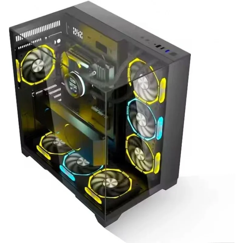 GAMING O11 Vision Caja compacta para PC ATX Mid Tower de acero inoxidable negro con soporte trasero de contacto - O11VPX Caja negra para PC