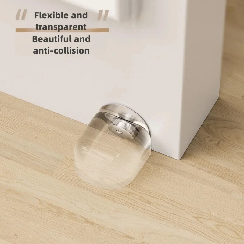 Punch-Free Transparent Self Adhesive Door Holder, Door Stopper for Home Protect Walls and Furniture Accessories