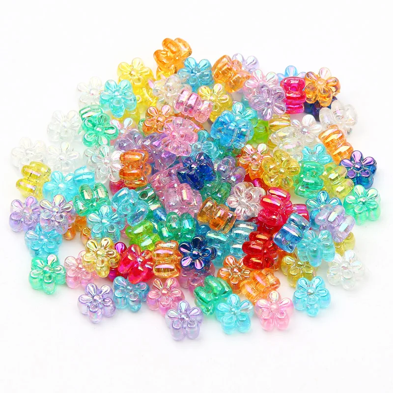 100pcs 7mm Multicolor Flower Acrylic Spacer Beads ABS Loose Beads For Jewelry Making Diy Bracelet Necklace Crafts Needlework