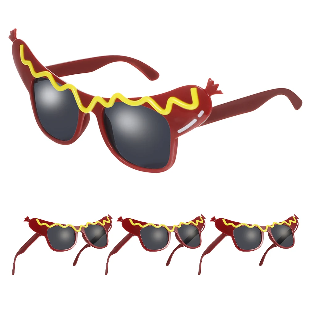 

4pcs Hot Dog Glasses Funny Eyewear Party Festival Sunglasses Costume Props Halloween Birthday Masquerade Humorous Design