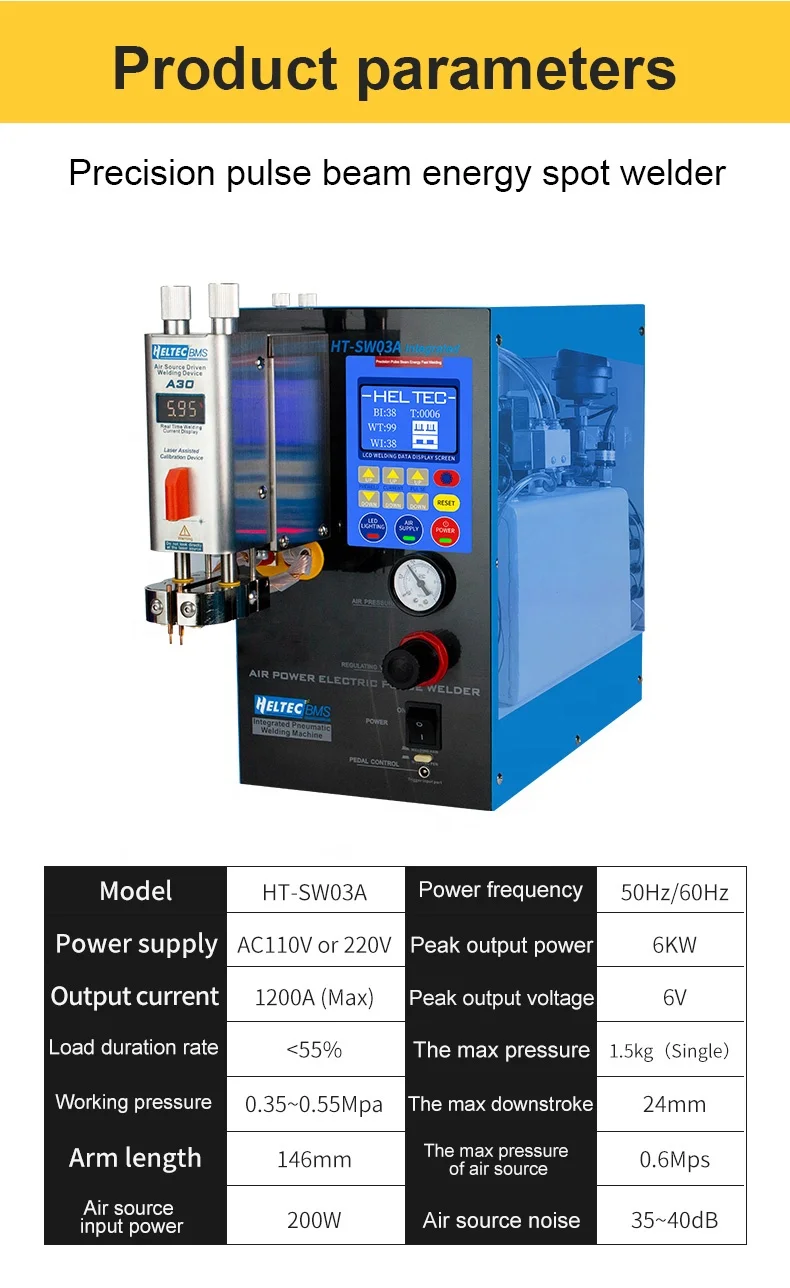 6KW 1200A Przemysłowa pneumatyczna zgrzewarka akumulatorowa Wbudowany transformator sprężarki powietrza Przenośna zgrzewarka punktowa
