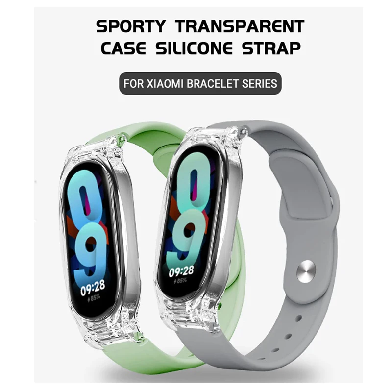 2in1 لينة سيليكون الأشرطة + حافظة ل Xiaomi Miband 10/9/8 NFC نسخة السيراميك سوار رياضي غطاء استبدال الأساور