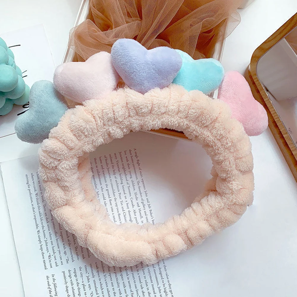 

3pcs Cartoon Love Hairbands Skin-Friendly Elastic Spa Headband for Washing Face Makeup Yoga Portable Headwear for Girls