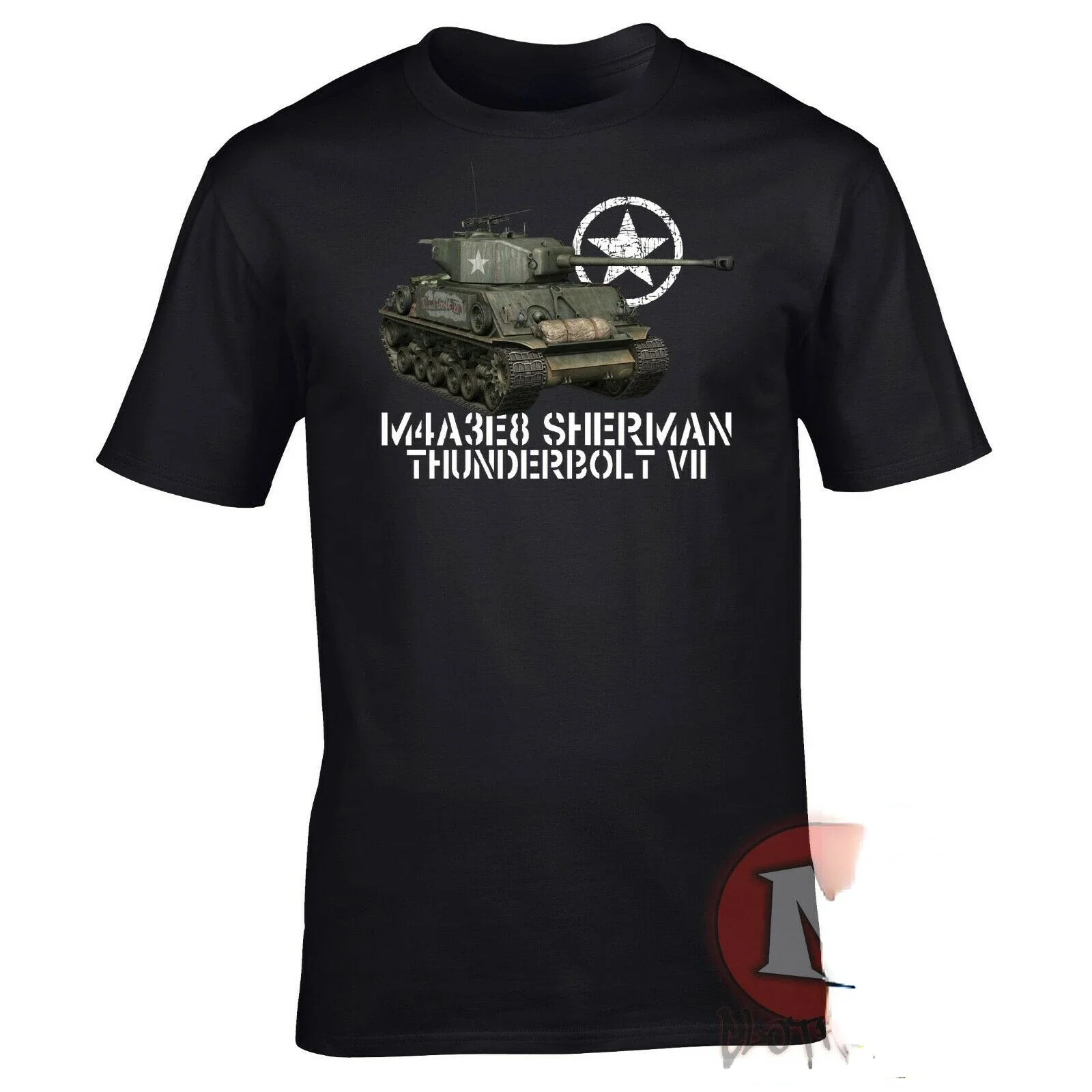 

Thunderbolt VII WWII US Army M4A3E8 Sherman Tank T-Shirt 100% Cotton O-Neck Short Sleeve Summer Casual Mens T-shirt Streetwear