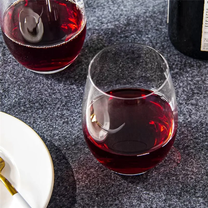 

12PCS Stemless Dispossable Wine Glasses Smooth Rim Plastic Tumblers For Red White Wine Juices Water