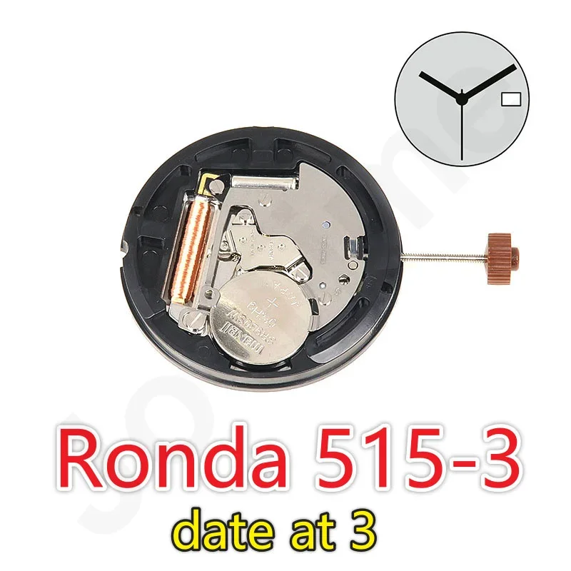 Ronda 515-3 Normtech 3-wskazówkowy mechanizm kwarcowy z datownikiem - naprawa części Akcesoria dla zegarmistrzów
