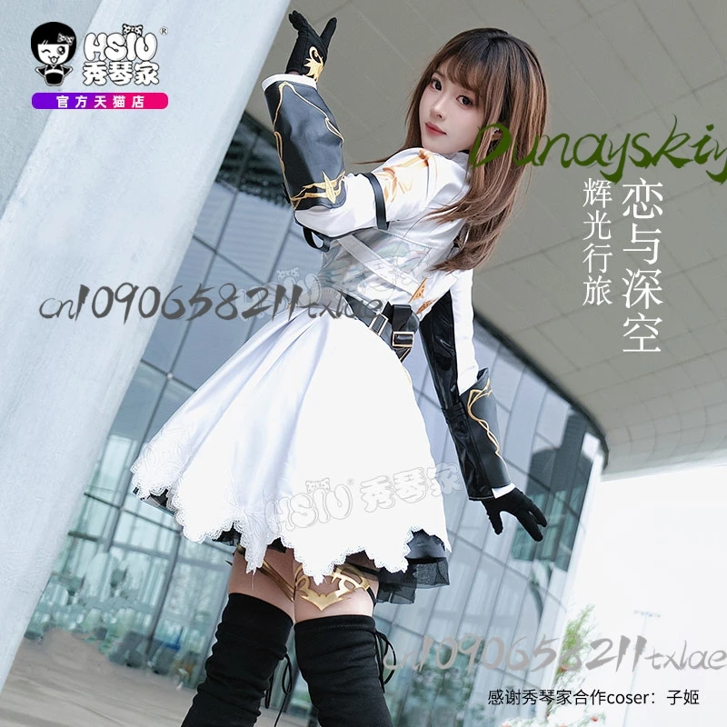 Juego amor y espacio profundo Refulgent Path heroína disfraz Cosplay Shen Xinghui Xavier mujer vestido cinturón guantes calcetines conjunto para fiesta