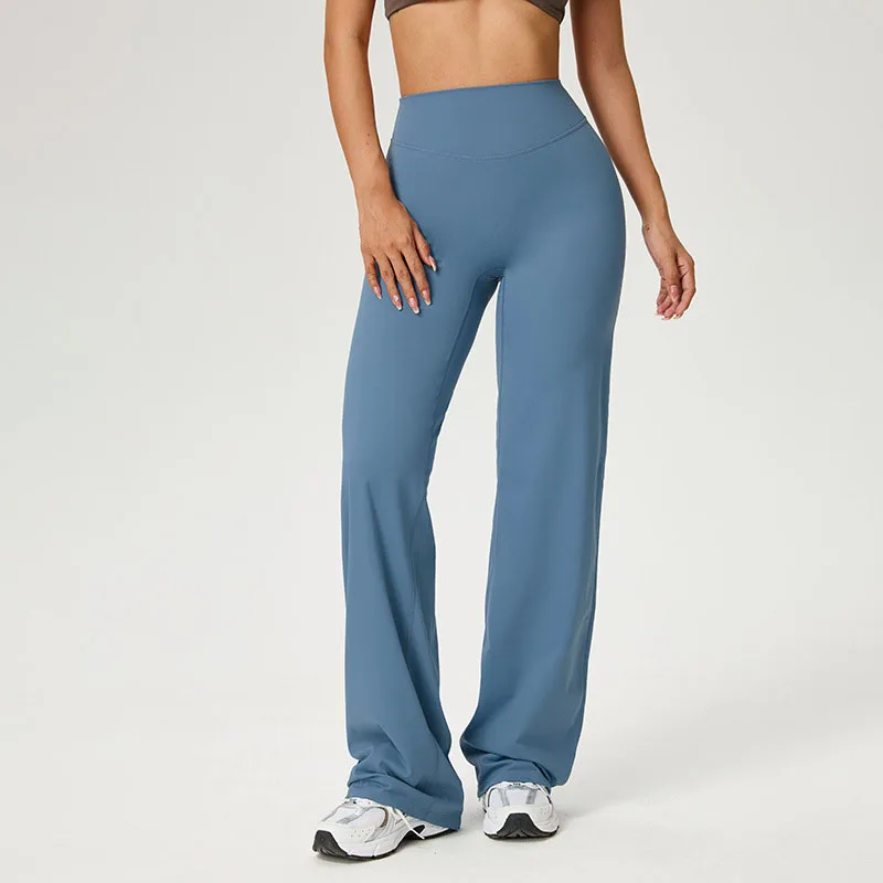 

Нейлоновые брюки SOISOU с высокой талией и широкими прямыми штанинами, ультрамягкая ткань, женские эластичные брюки для йоги, спортивные брюки для бега