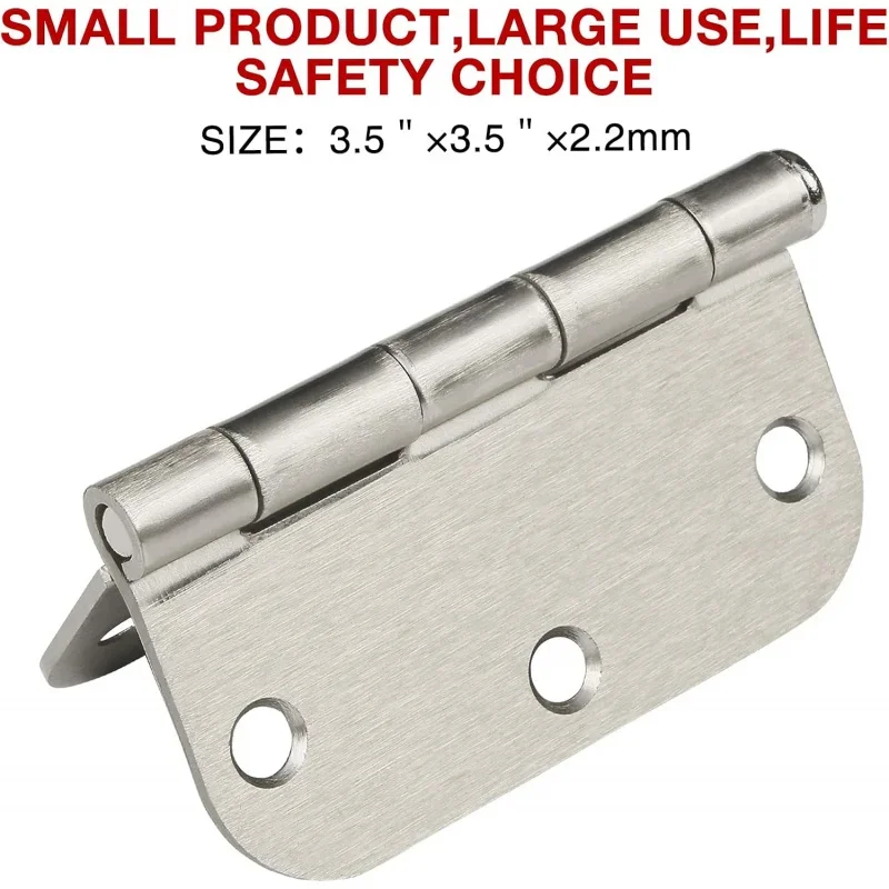 30 Rounded Satin Door Hinges Brushed Nickel 3.5 Inch Interior 3 1/2 Inch 5/8 Radius Corners Iron Bifold Silver Residentia