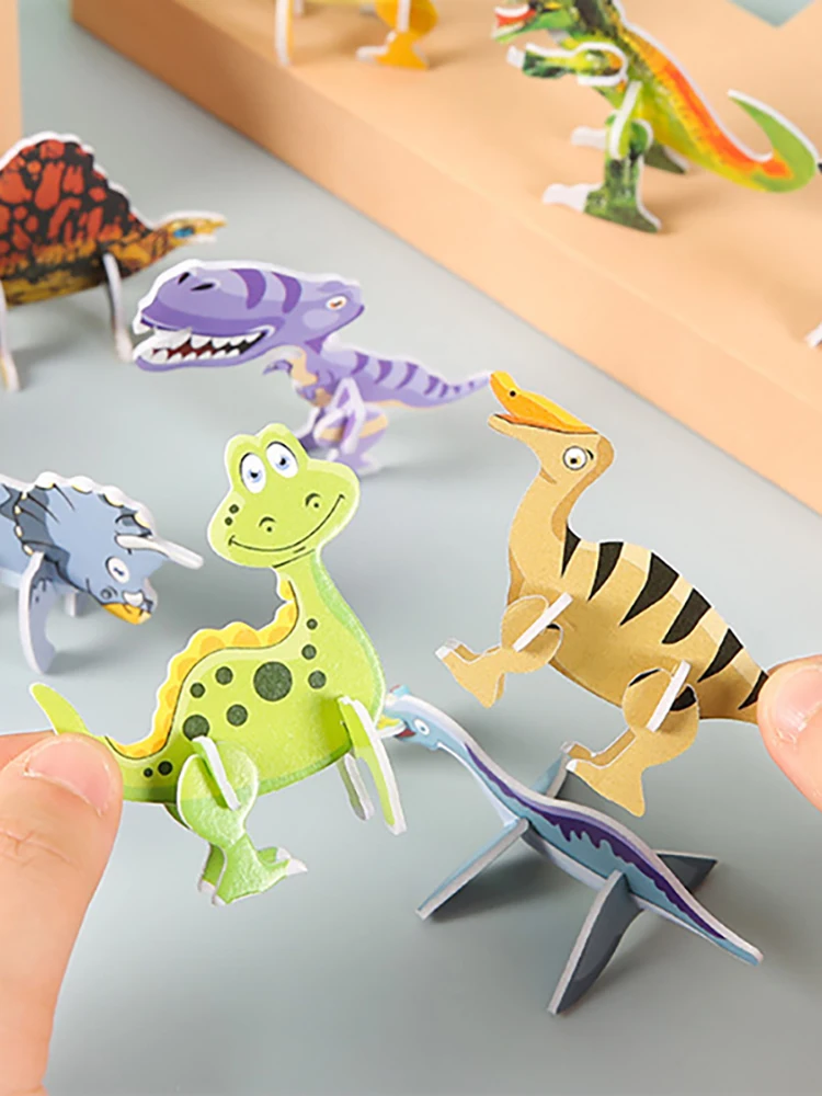 Puzzles de dinosaures 3D créatifs pour enfants, modèles de bricolage, simple, intérieur du maire, mousse, papier, construction de nuits, tout-petits, jouets
