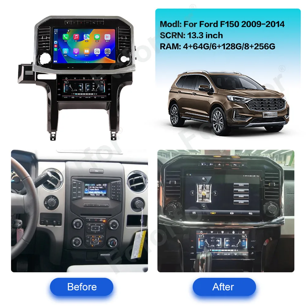 Android 13 For For Ford F150 Rapter 2009-2014 Car GPS Navigation Multimedia Auto Stereo Radio Player Head Unit Carplay 4G LTE