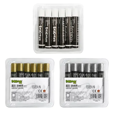 DELGREEN 진주 빛 유화 스틱 헤비 컬러 유화 파스텔 페인트 낙서 크레용 아티스트 학생 미술 용품 ​​6pcs