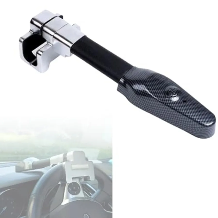 Steering Wheel Lock with Alarm, Heavy Duty Anti-Theft Car Device for Vehicle/Truck/Van/SUV, Steel Construction, Black, Universa