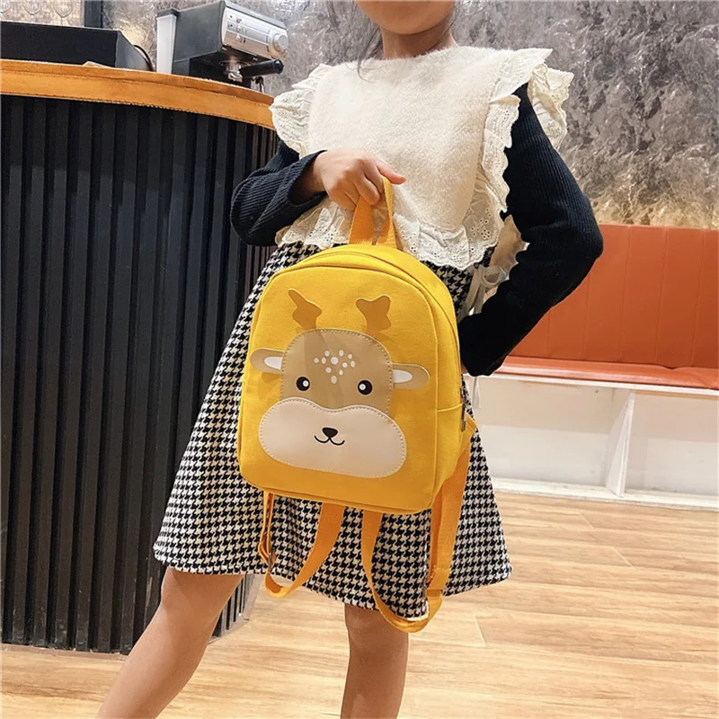 Cute Cartoon Deer Girls School Bags Yellow Nylon Children Backpacks For Kindergarten School Students Schoolbag Kids Satchels