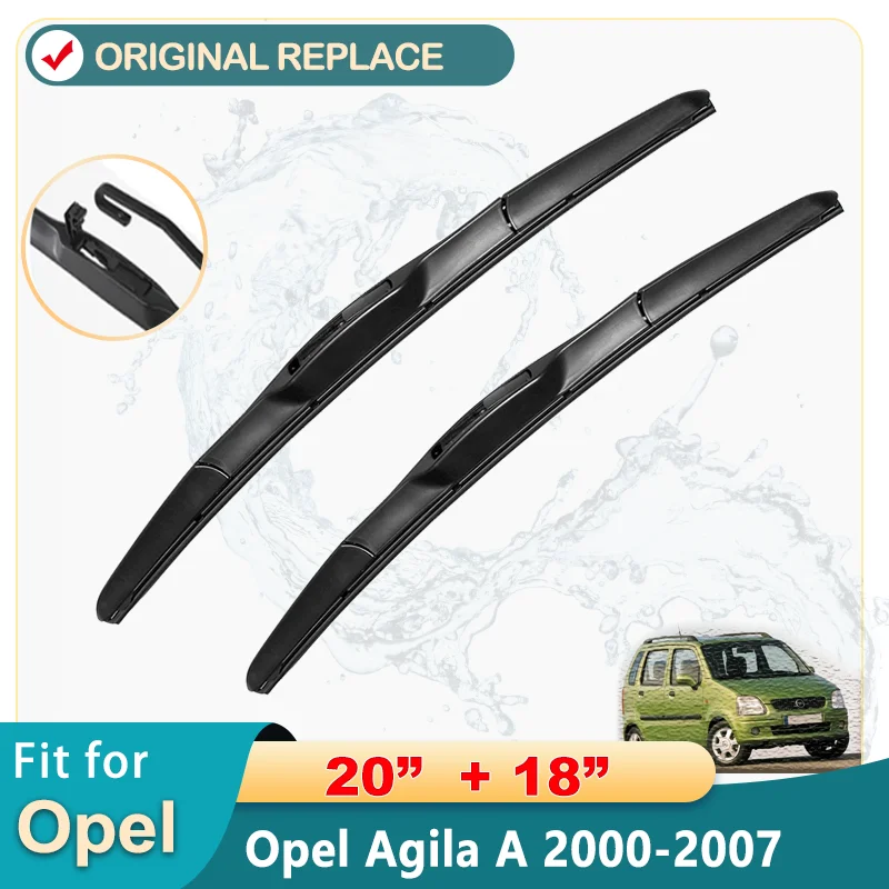 

For Opel Agila A 2000-2007 20"+18" Car Accessories Front Windscreen Wiper Blade Brushes Wipers U Type J Hooks 2007 2006 2005