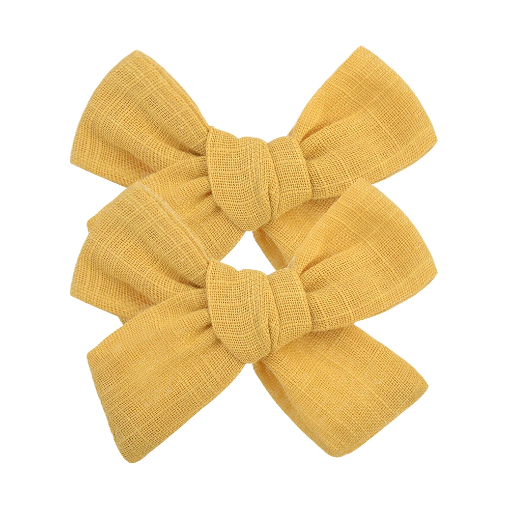 2Pcs/set Solid Cotton Hair Bows Hair Clips For Baby Girls Boutique Hairpins Barrettes Headwear Kids Hair Acesssories